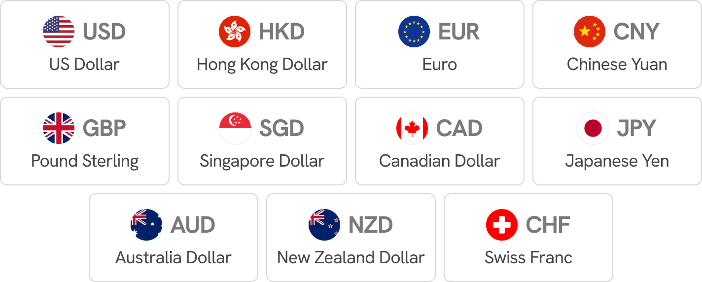 Statrys Hong Kong Business account supported currencies