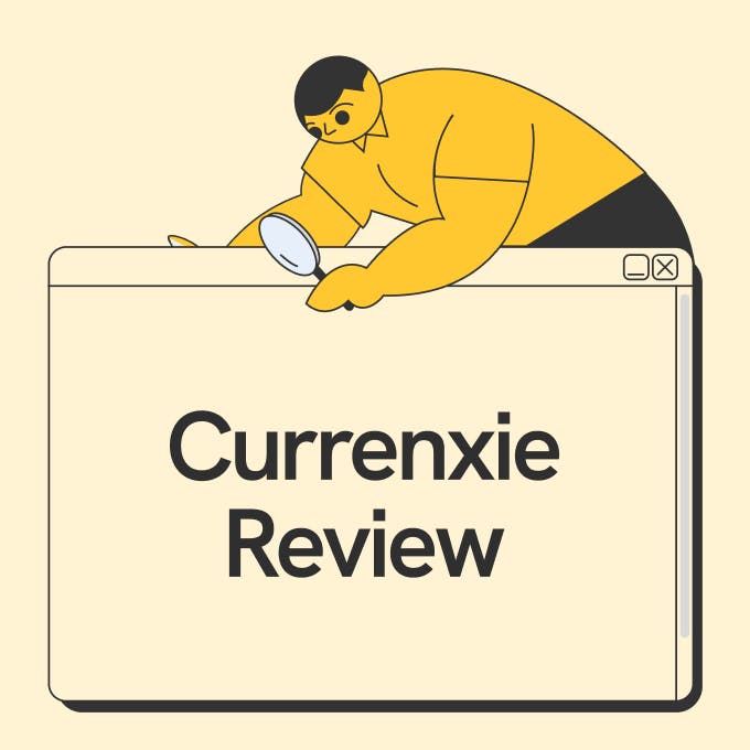 A Statrys boy holding and looking into a screen that says Currenxie Review