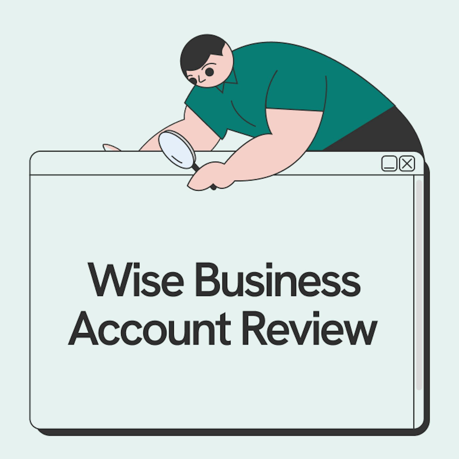 A Statrys boy holding and looking into a screen that says Wise Business Account Review