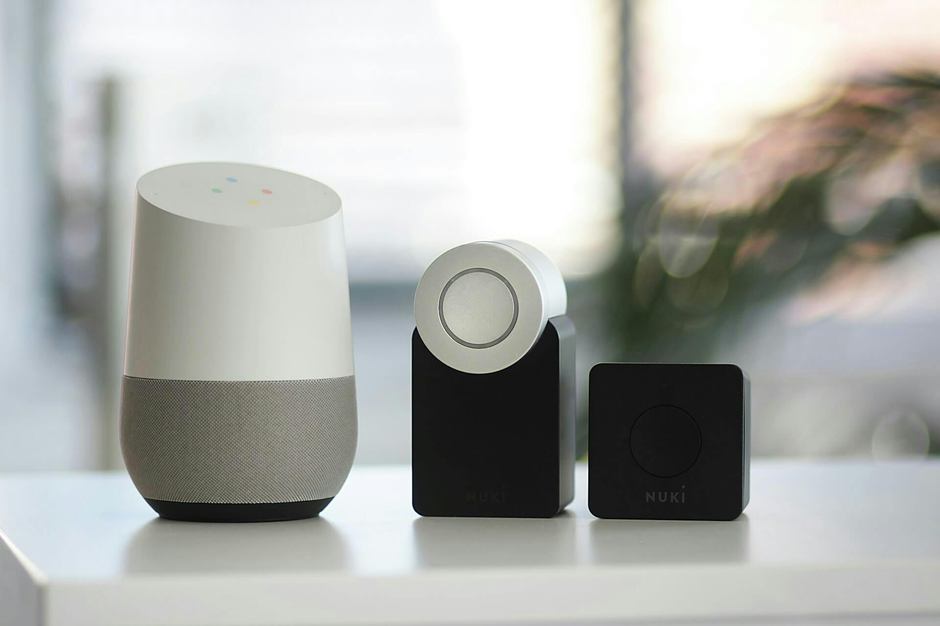 Three smart home devices on the table