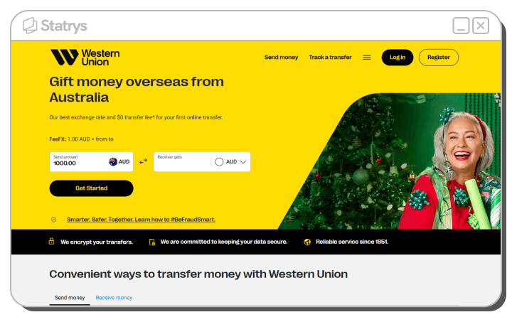 Screenshot of Western Union AU