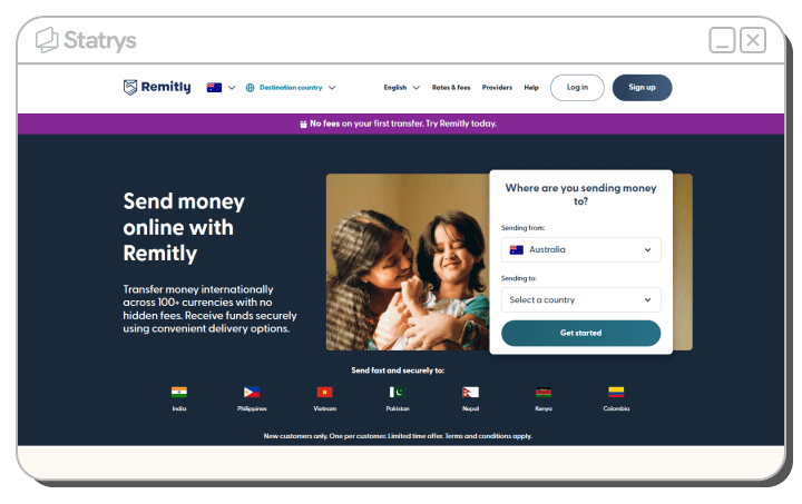 Screenshot of Remitly