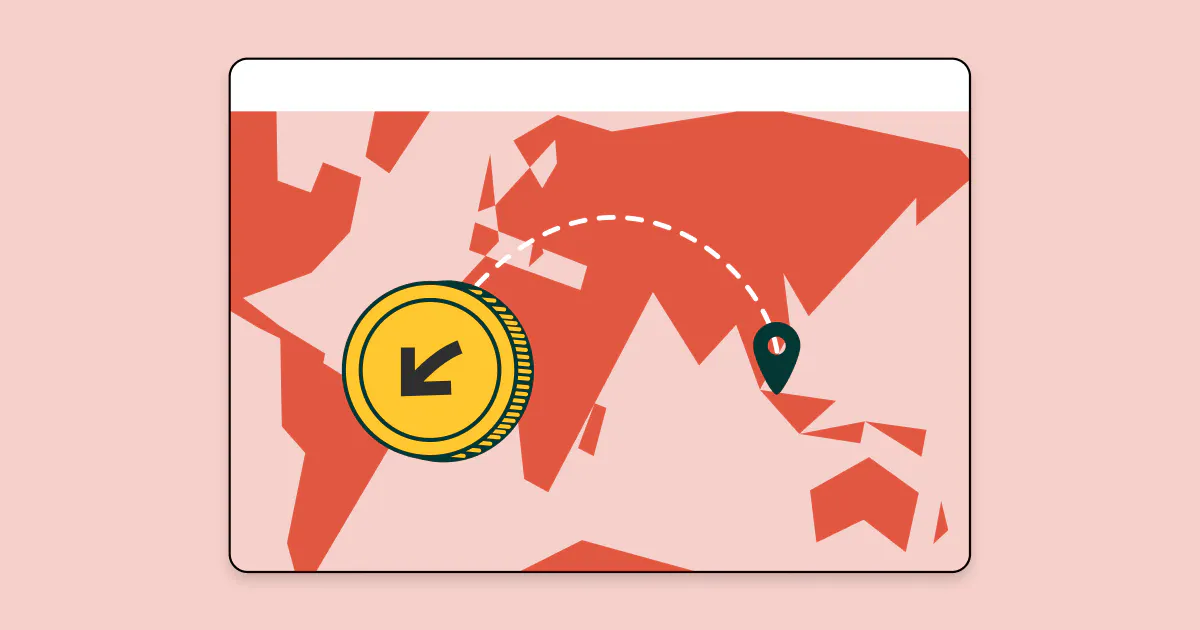 A graphic of a map with money going out of Singapore
