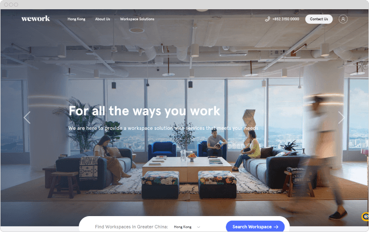 A website screenshot of WeWork