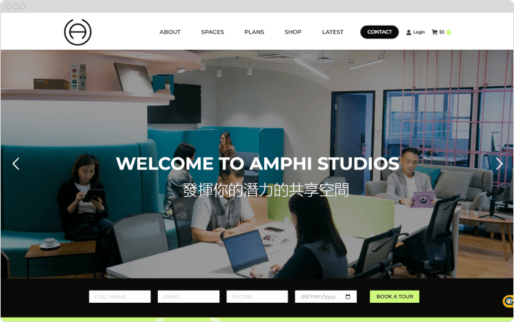 A website screenshot of Amphi Studios