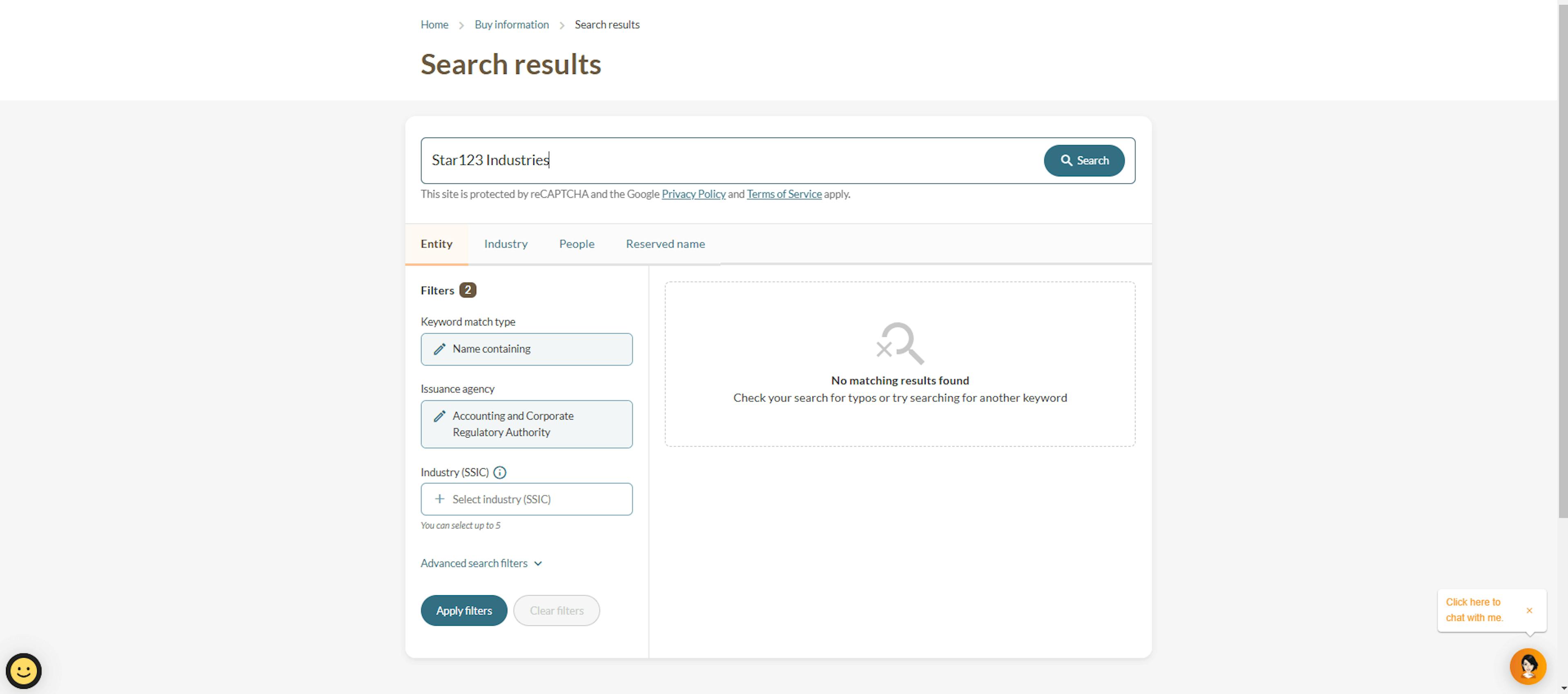 Step 4 to check name availability on Bizfile
