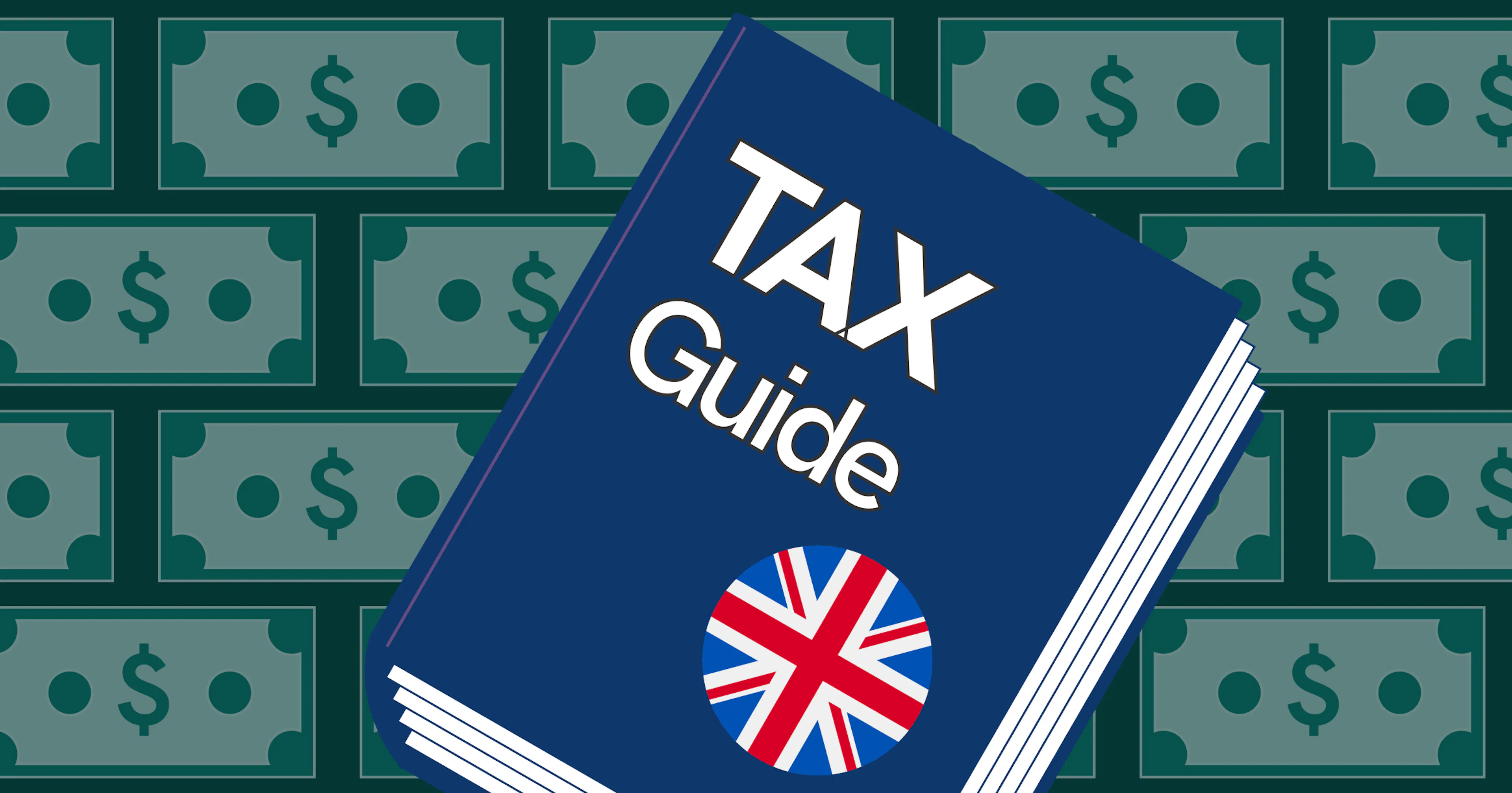 Illustration of a book representing a UK tax guide