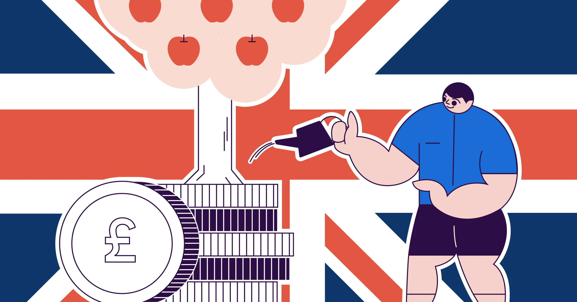 A graphic representing a foreigner starting a business in the UK