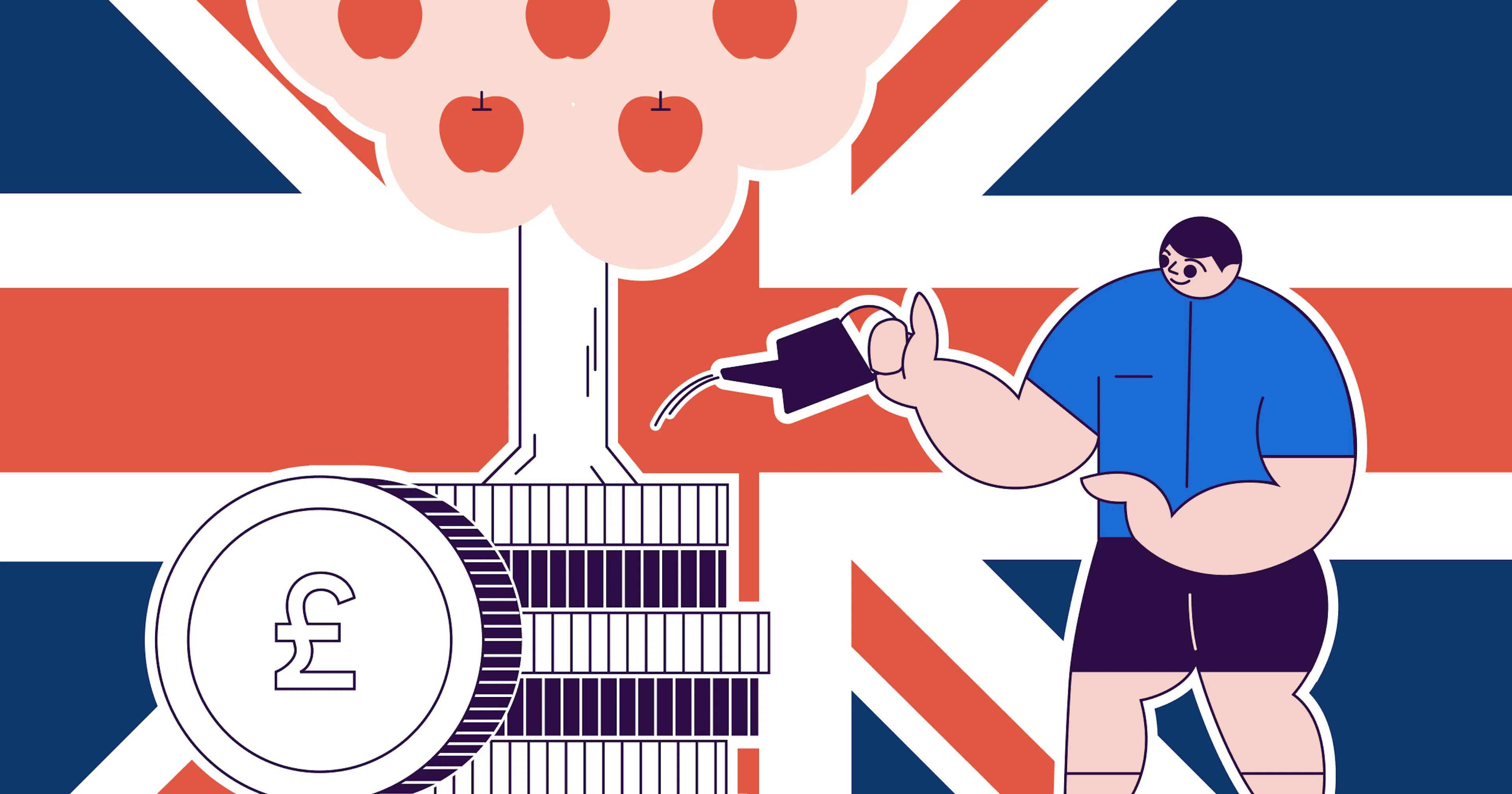 A graphic representing a foreigner starting a business in the UK