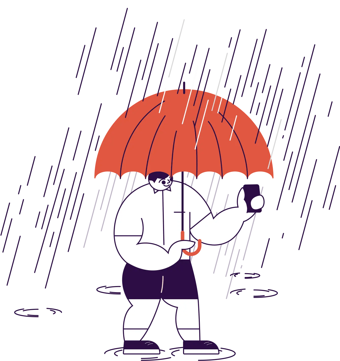 a figure under the rain