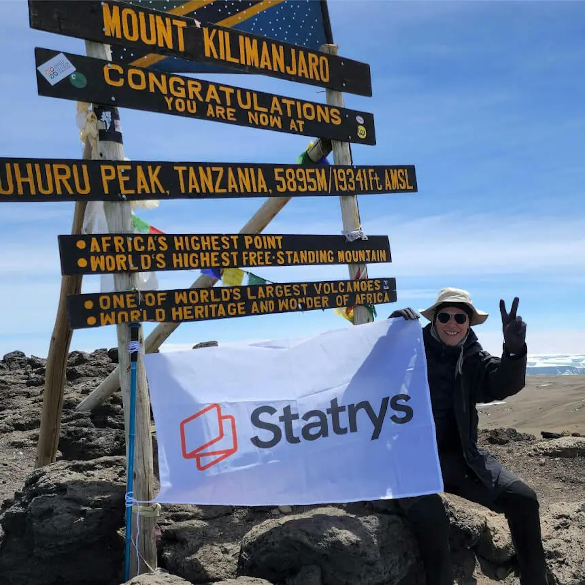 Bertrand Theaud at top of Mount Kilimanjaro