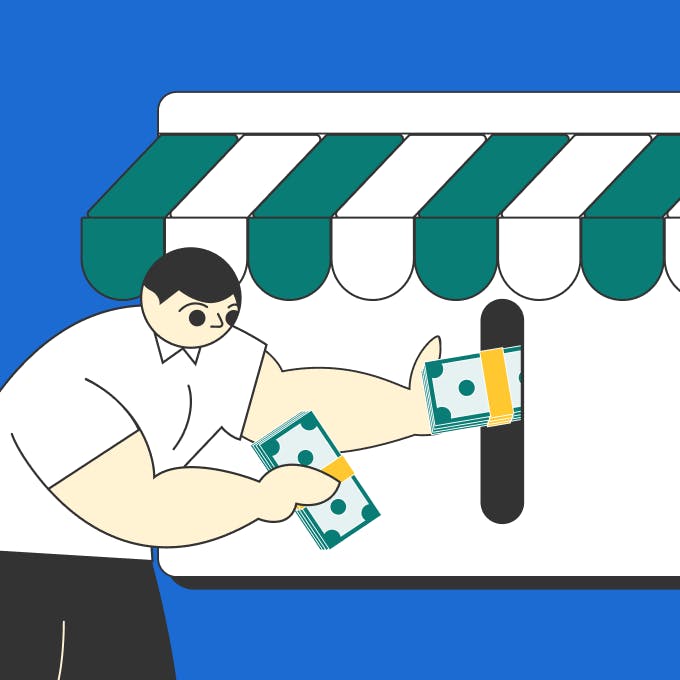 An illustration of a man handling operating cash for his business
