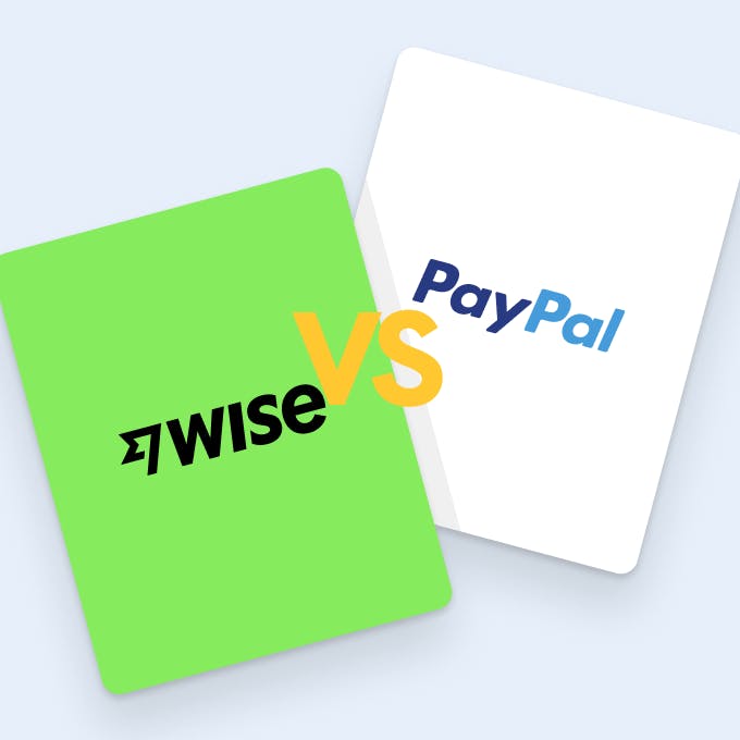 Cards of Wise and PayPal being compared to each other