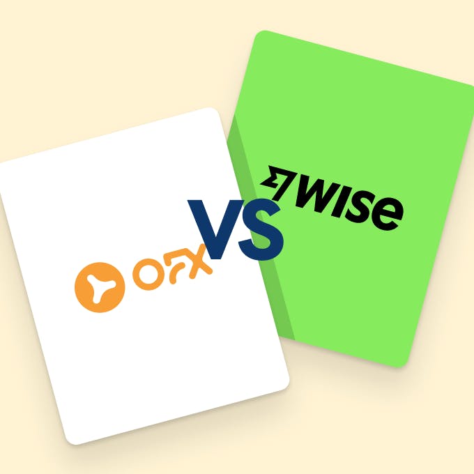 Cards of OFX and Wise being compared to each other