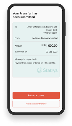 A screen of making a payment on the Mobile App
