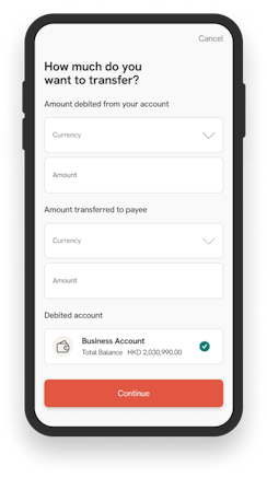 A screen of starting a payment on the Mobile App