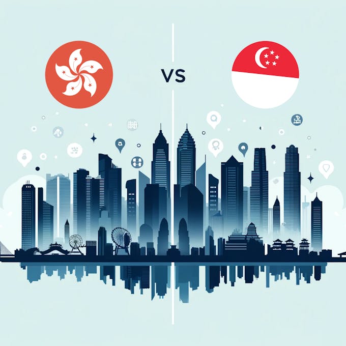 An city landscape with HK vs SG