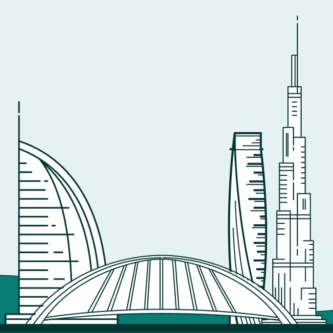 An illustration of the skyline at UAE
