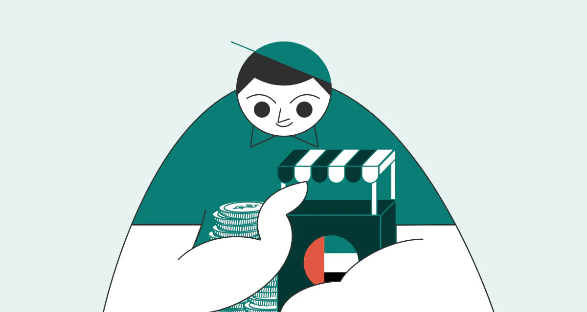 An illustration of a man ready to start a business in Dubai