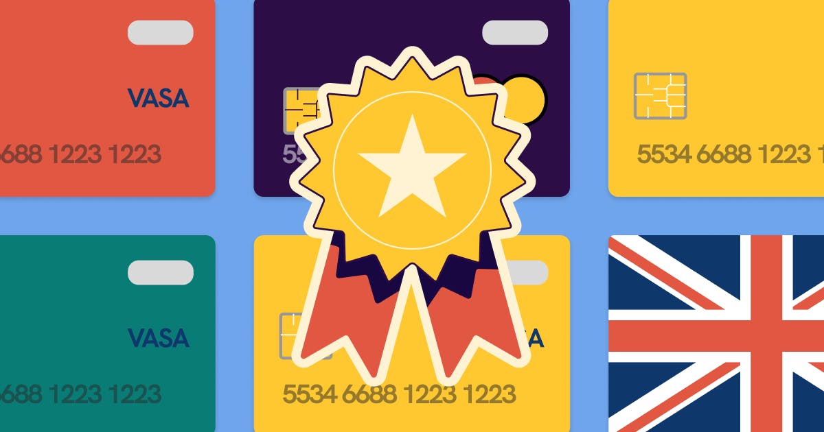 In illustration of a medal with 5 credit cards from the UK