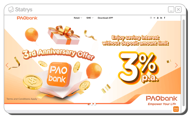 screenshot of paobank platform