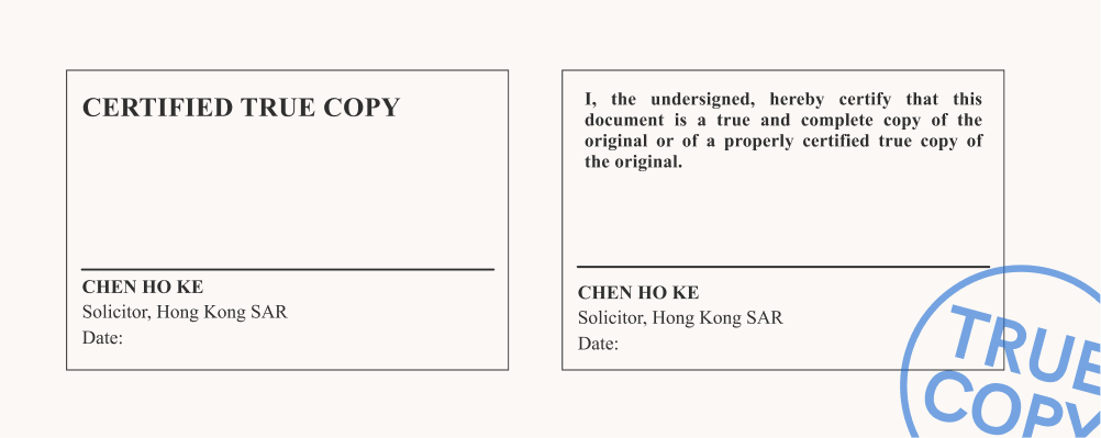 example of certified true copy certification in hong kong