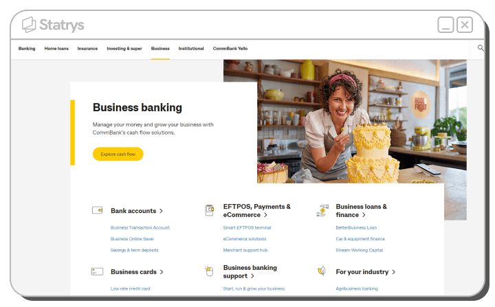 screenshot of commonwealth bank platform