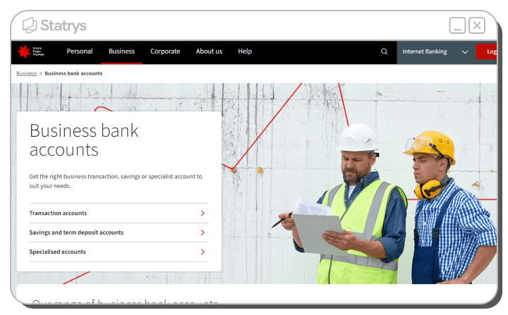 screenshot of national australian bank platform