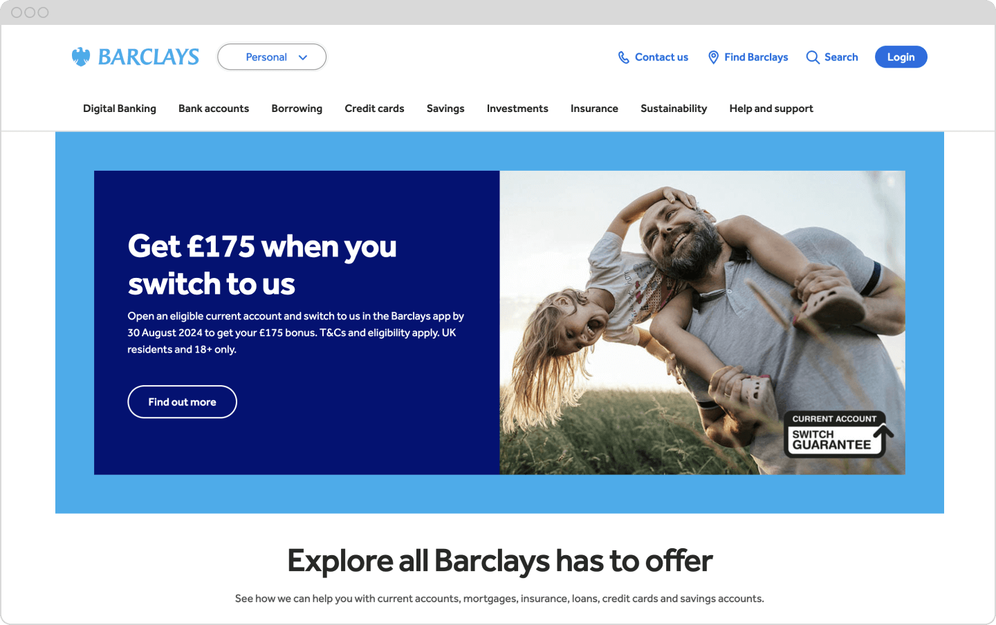 Screenshot of Barclay UK's website