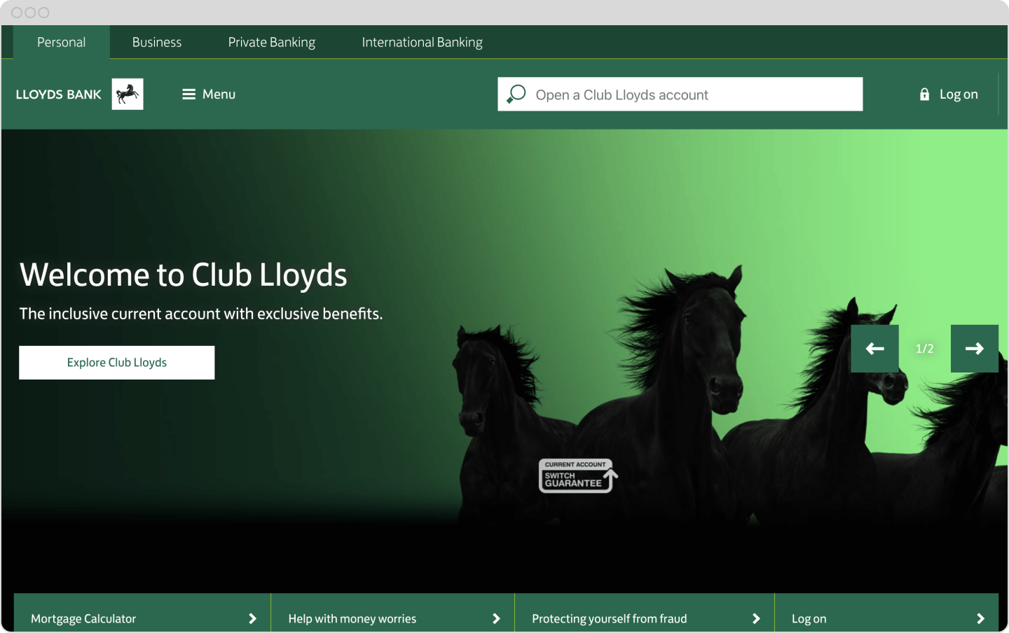Screenshot of Lloyds UK's website