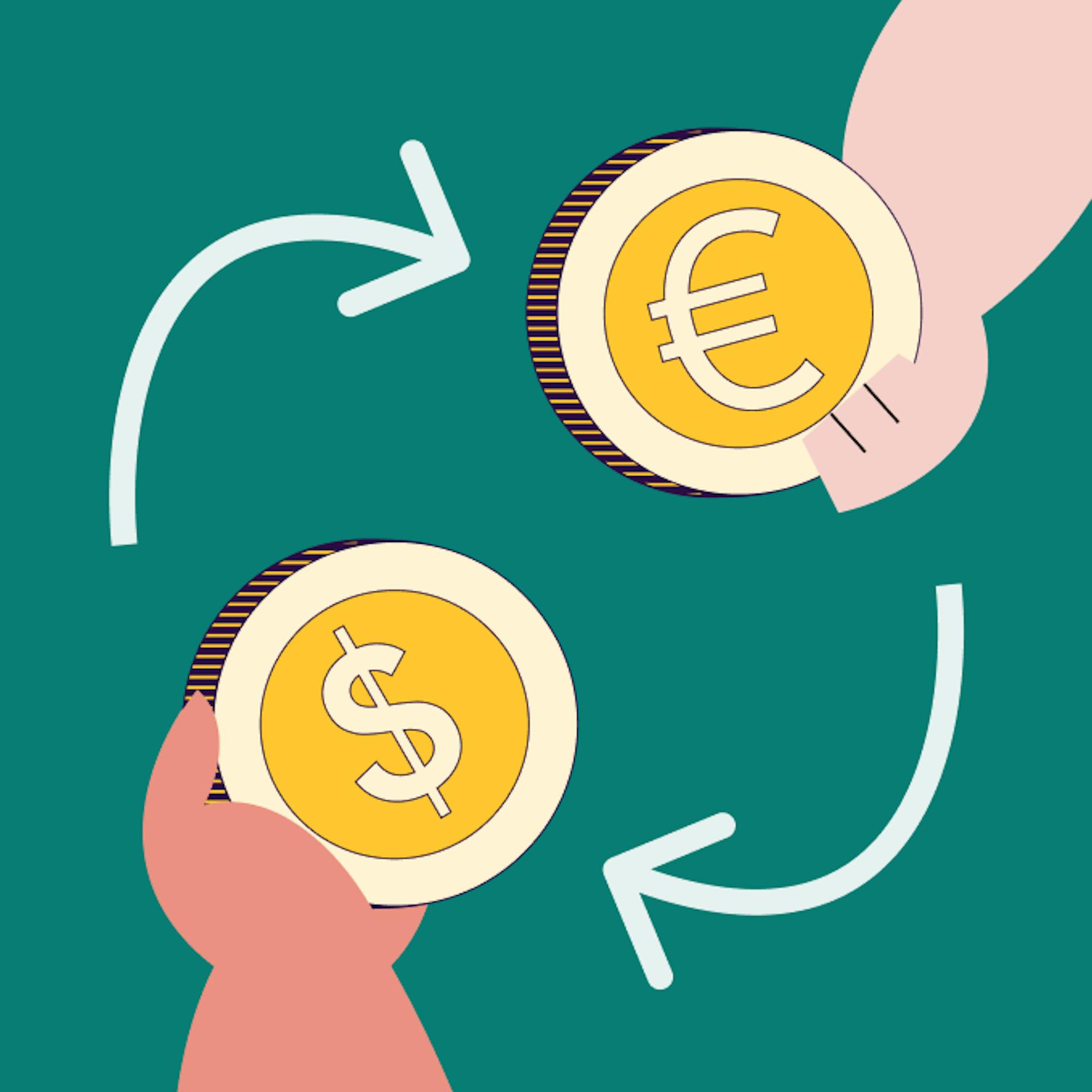 An image of 2 currencies being exchanged