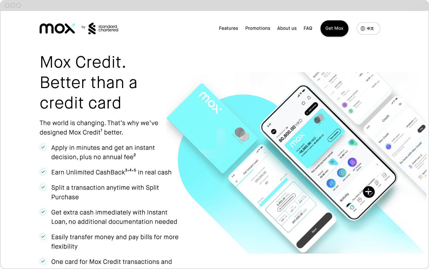 screenshot of mox bank platform