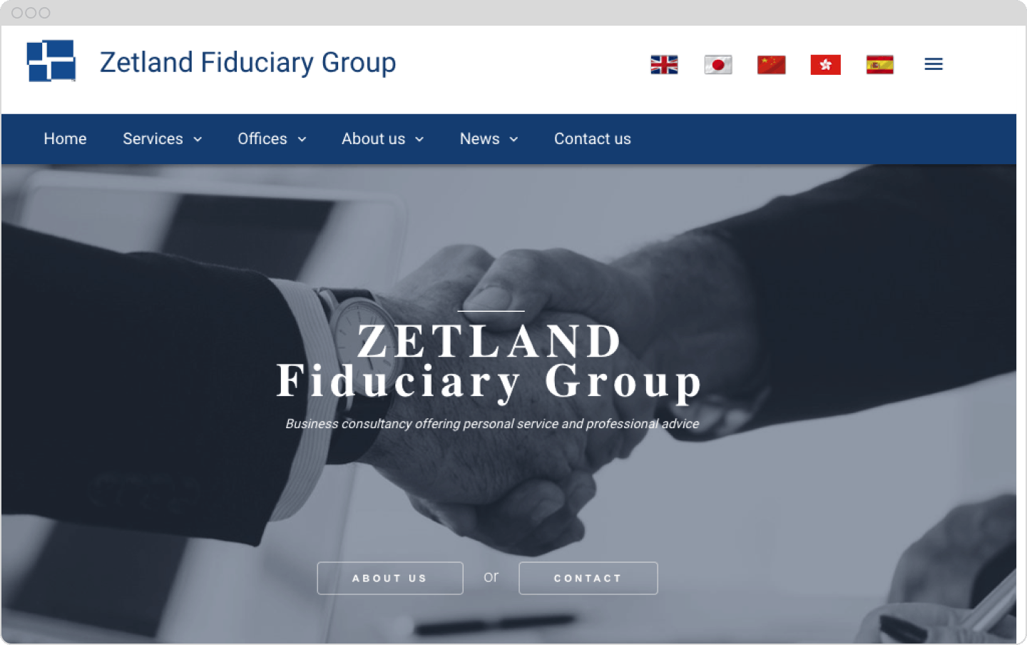 screen shot of Zetland Fiduciary Group platform