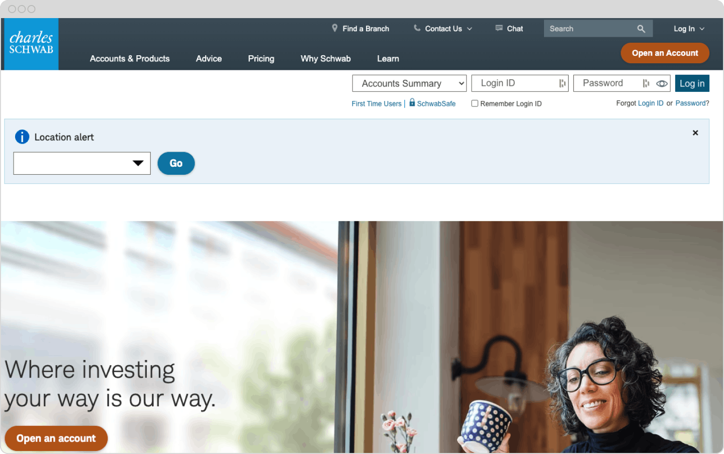 screenshot of Charles Schwab