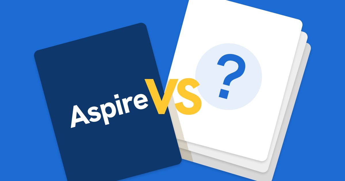 Aspire vs Alternative cards featuring a card for Aspire on the left and a blank card with a question mark on the right, symbolizing the search for Aspire alternatives. 