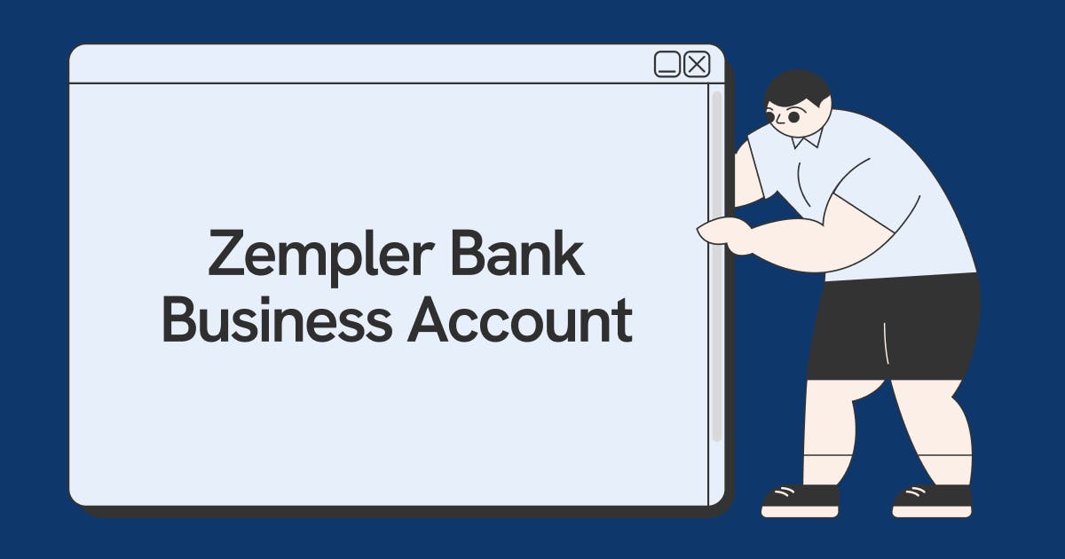 A graphic of the Statrys boy holding a screen that says Zempler Bank Business Account