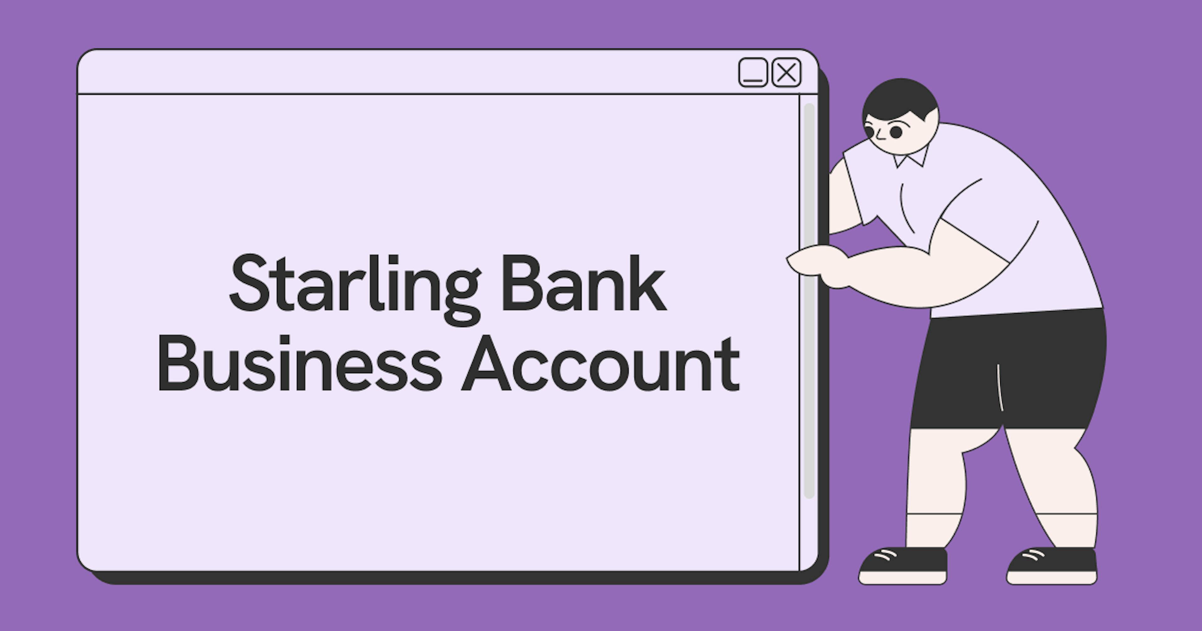 A Statrys boy holding and looking into a screen that says Starling Bank Business Account