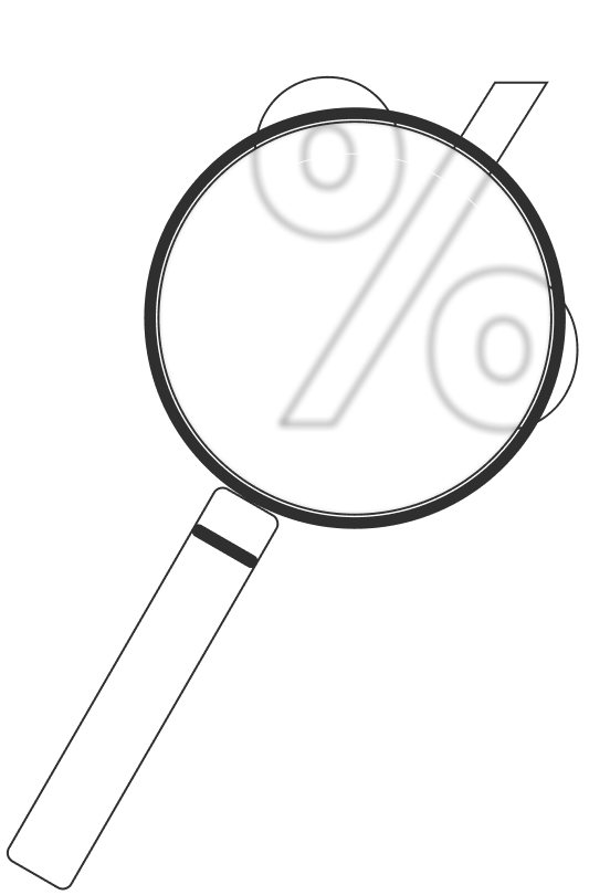 A graphic of a magnifying glass focusing on tax percentages