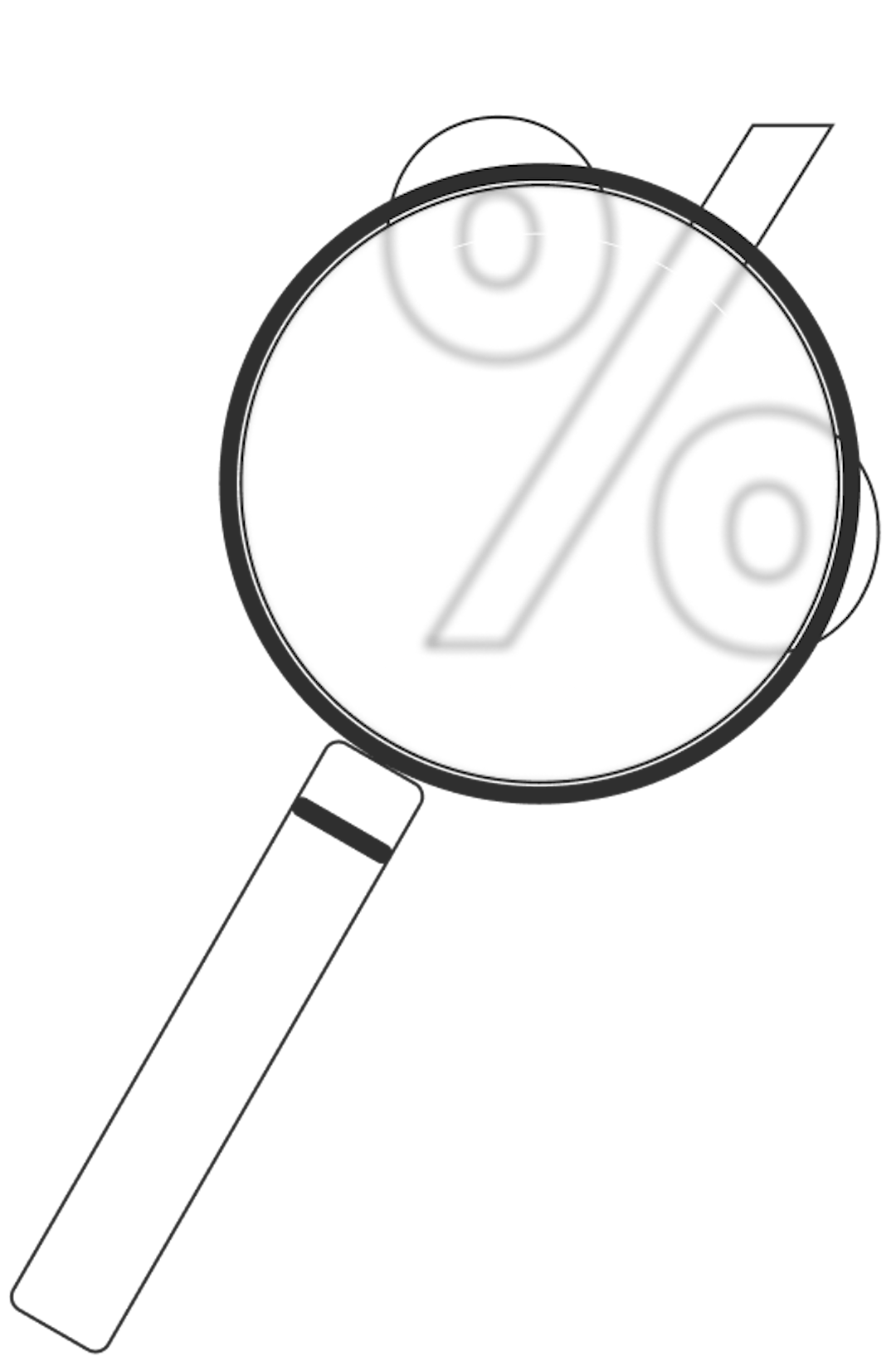 A graphic of a magnifying glass focusing on tax percentages