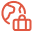 An icon of the globe with a luggage