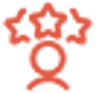 An icon of a person with 3 stars above his head