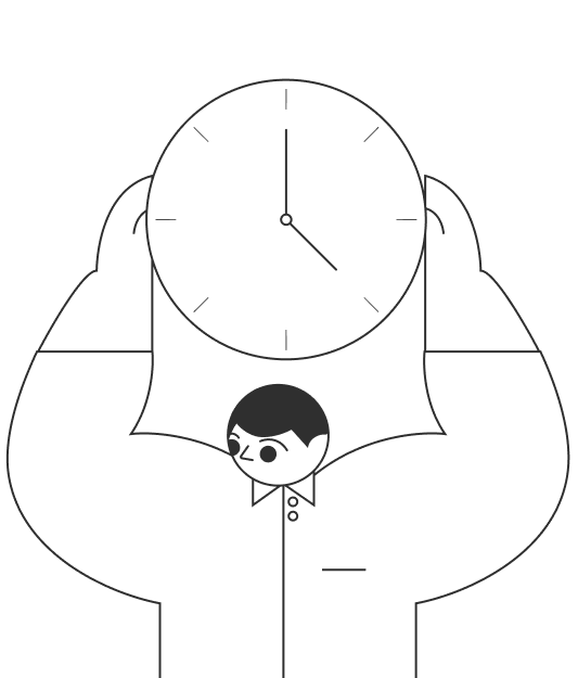 A graphic of a Statrys boy holding a clock above his head