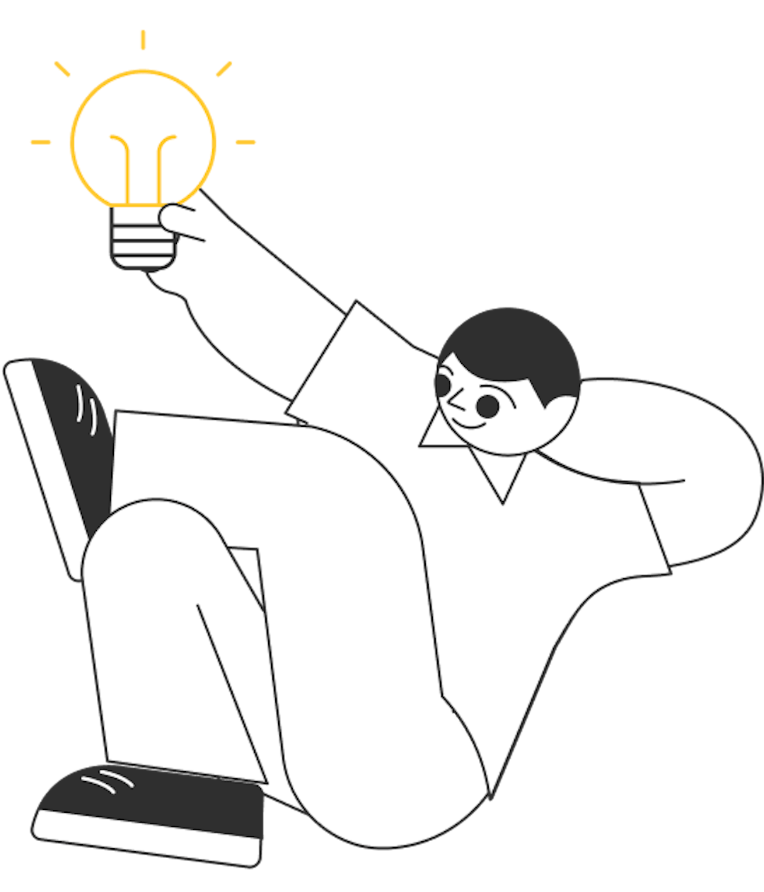 A graphic of the Statrys boy relaxing and holding a lightbulb