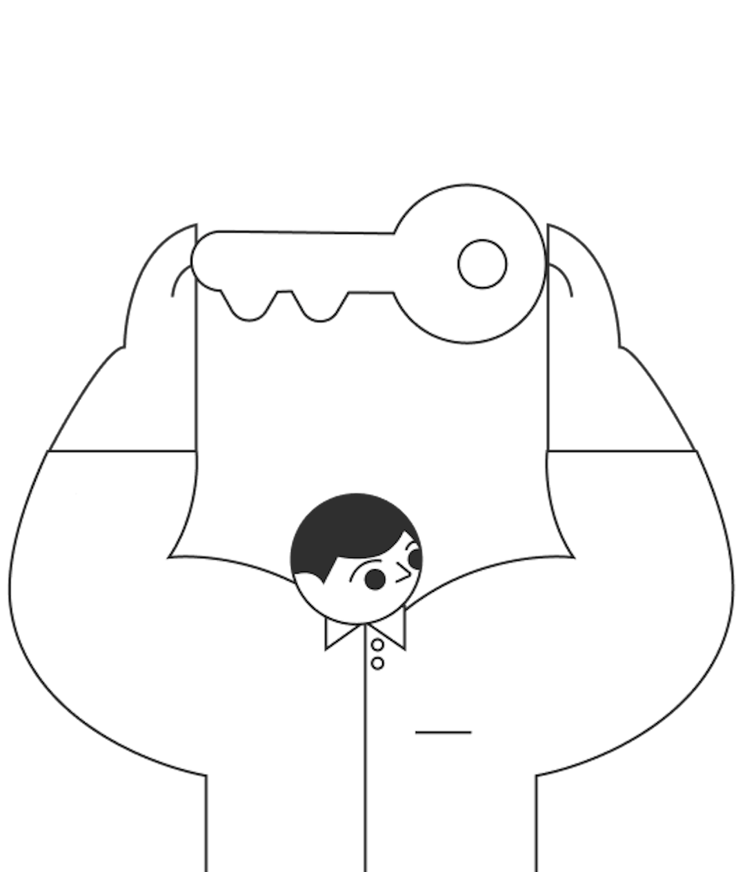 A graphic of the Statrys boy holding a key above his head