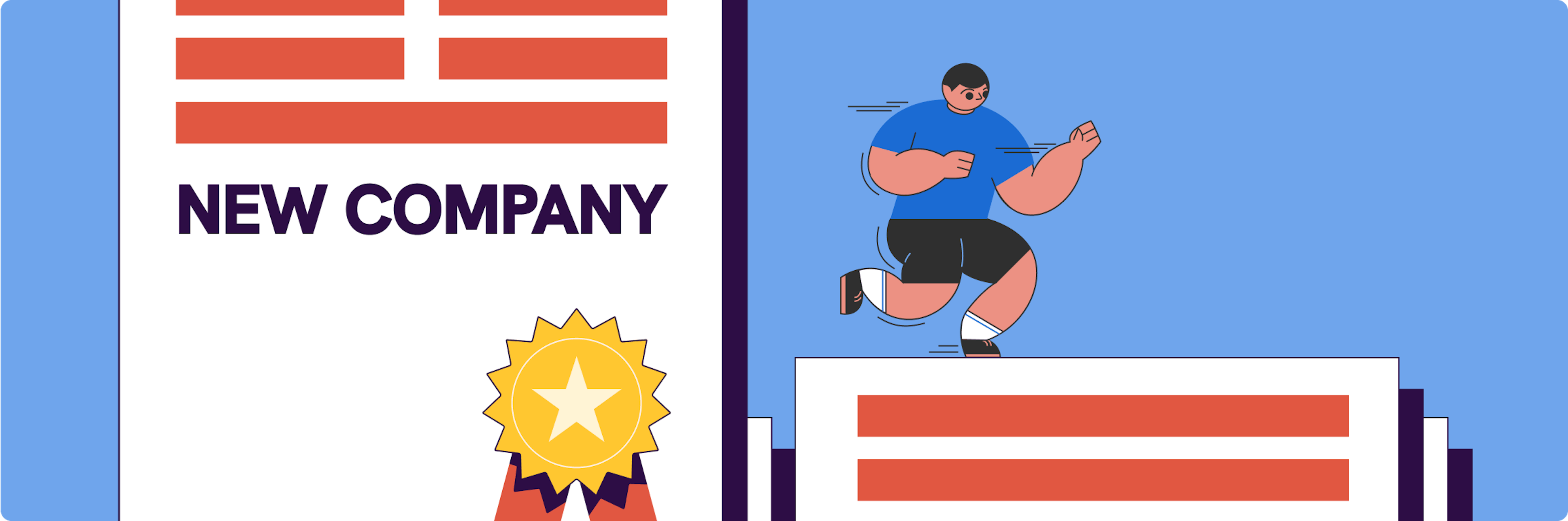 A graphic of the Statrys boy moving across the company incorporation documents