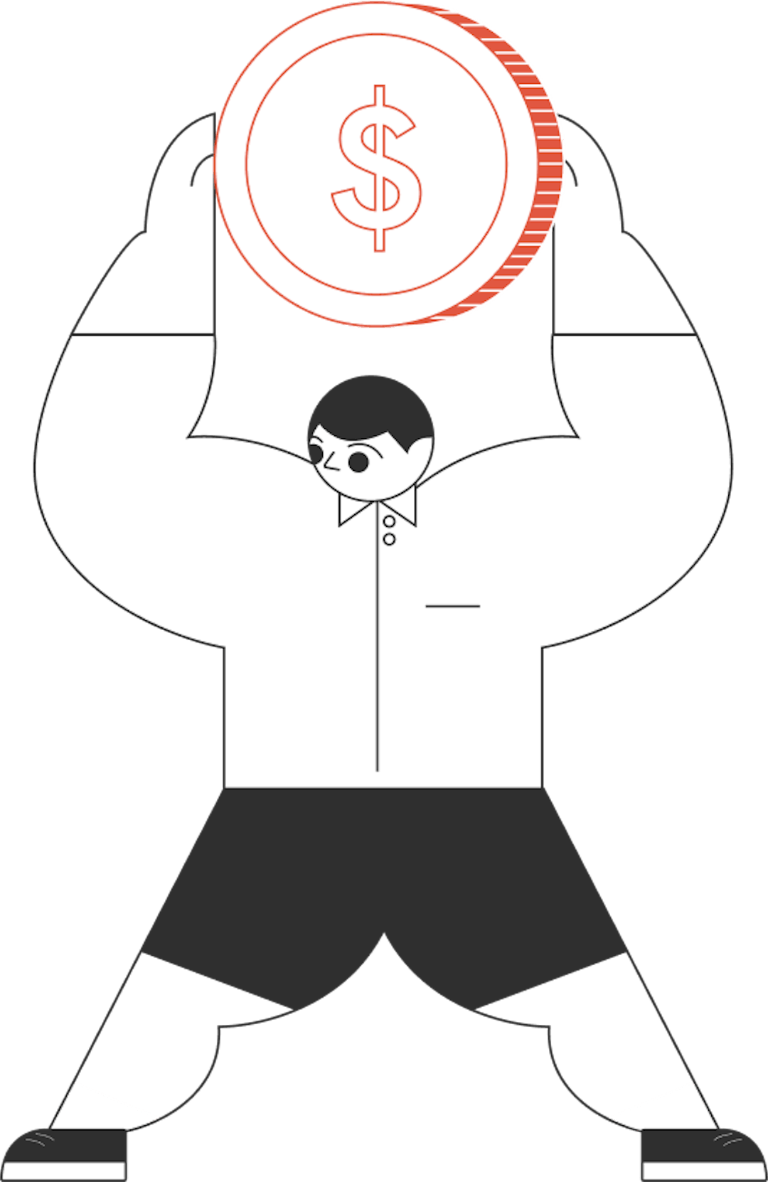 A graphic of the Statrys boy holding a coin above his head