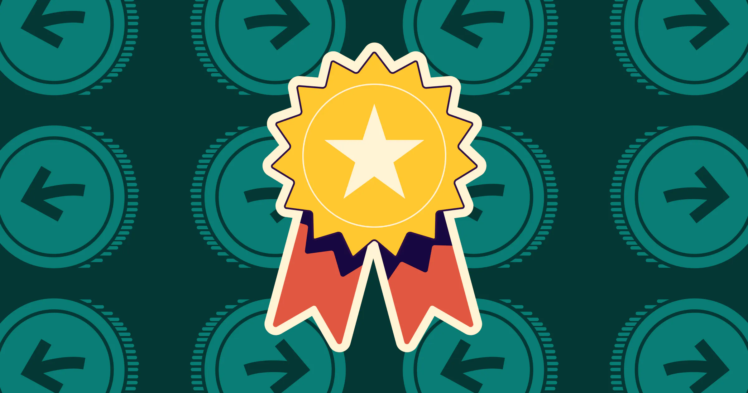 An illustration of a medal with money transfer icons behind