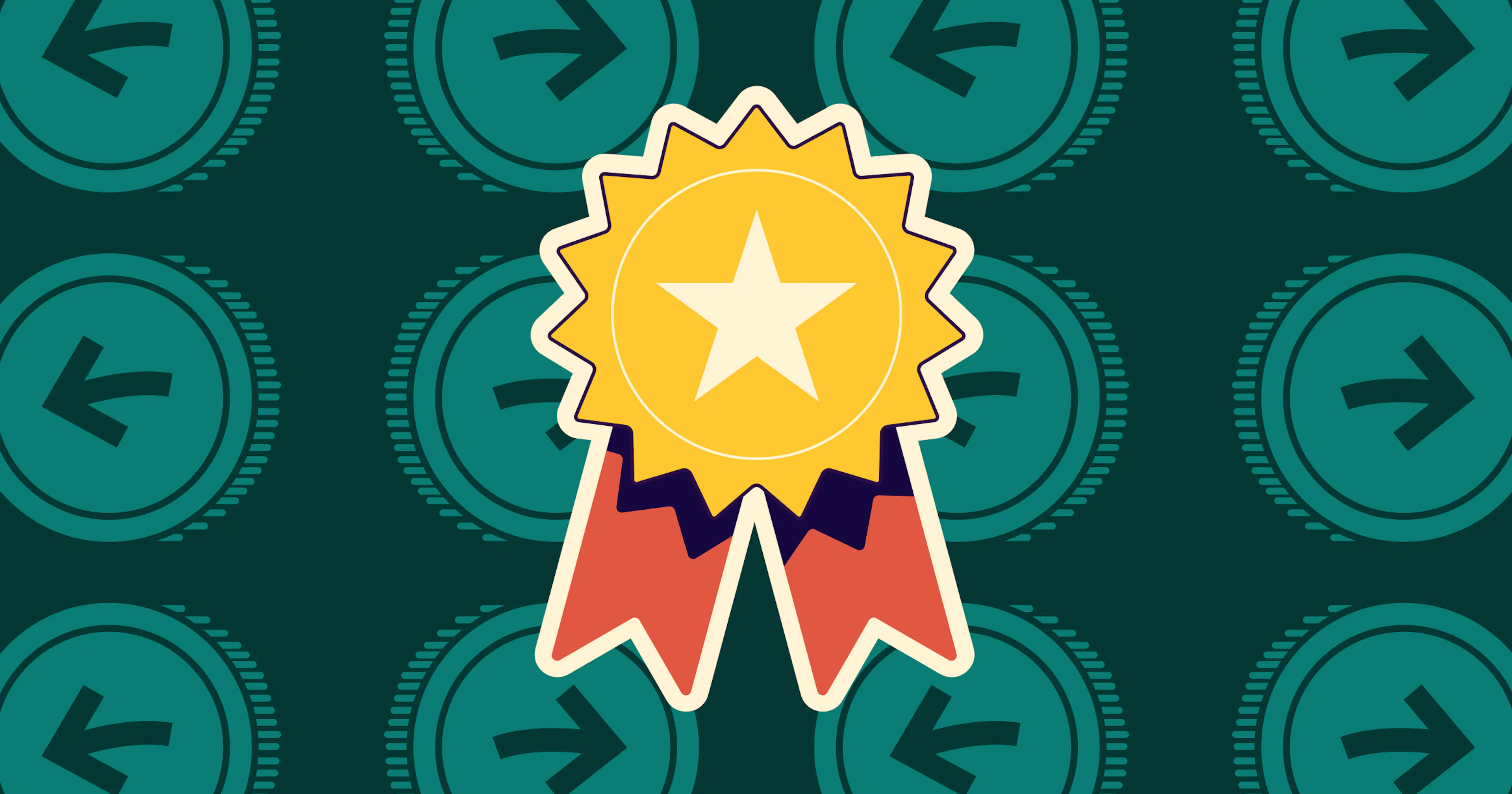 An illustration of a medal with money transfer icons behind
