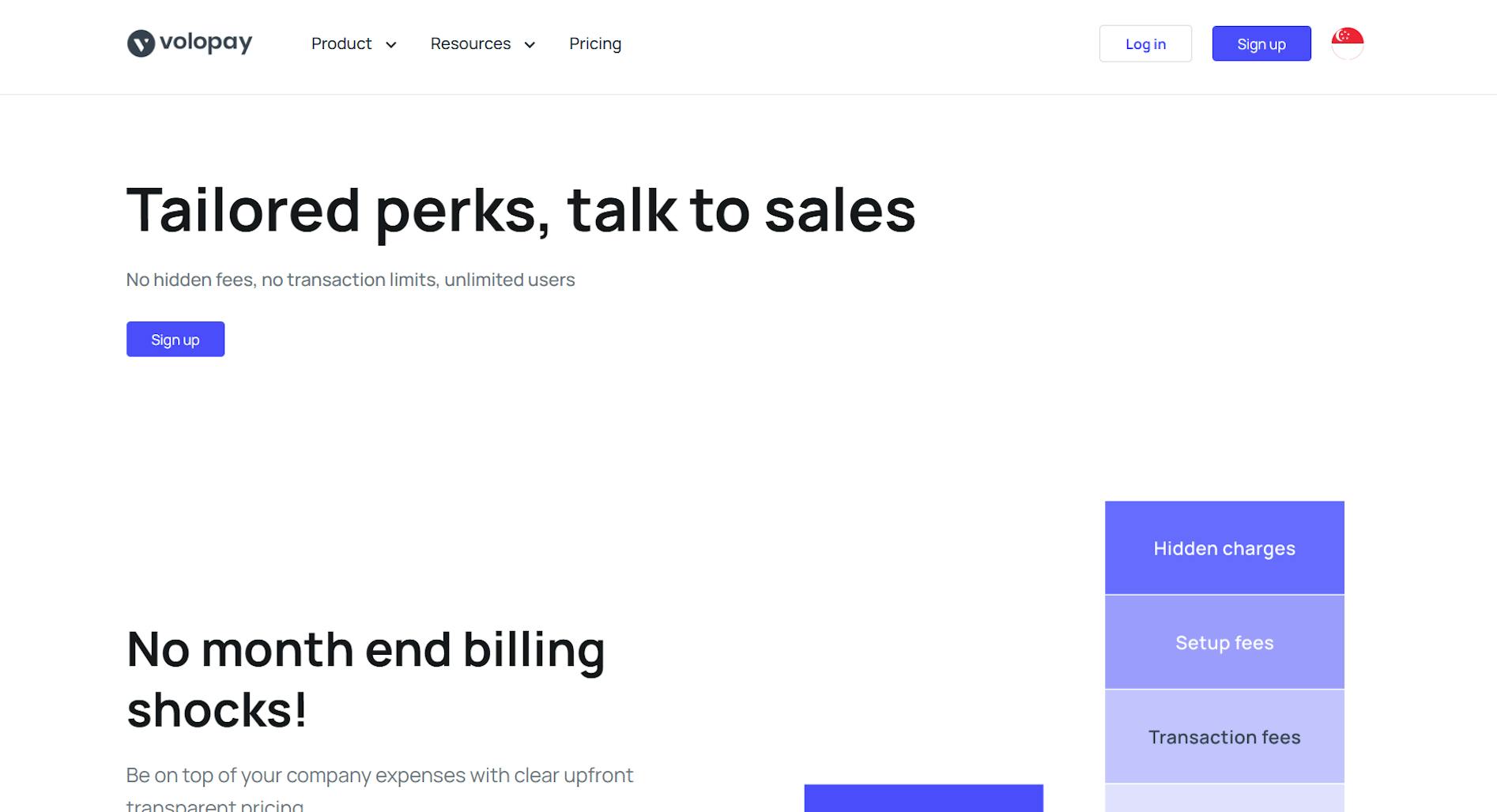 Screenshot of pricing page on Volopay website