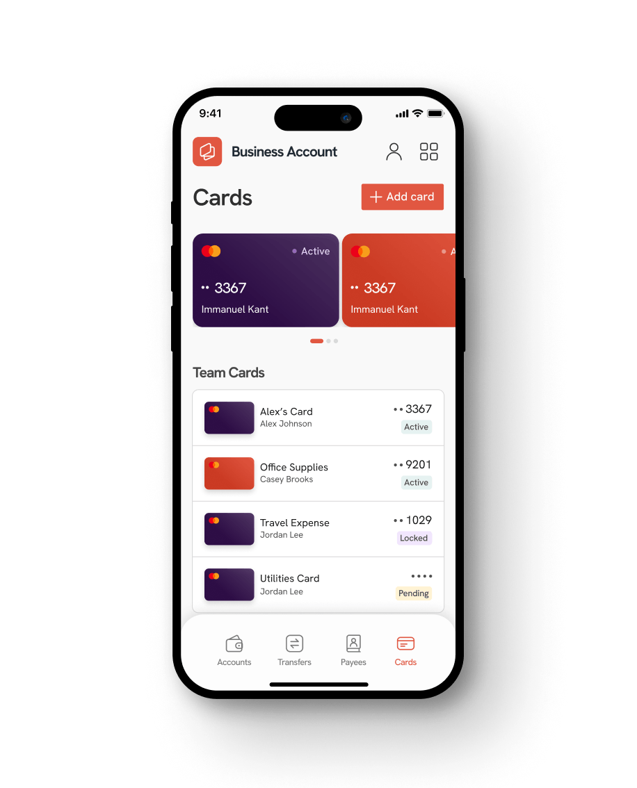 team cards mobile app